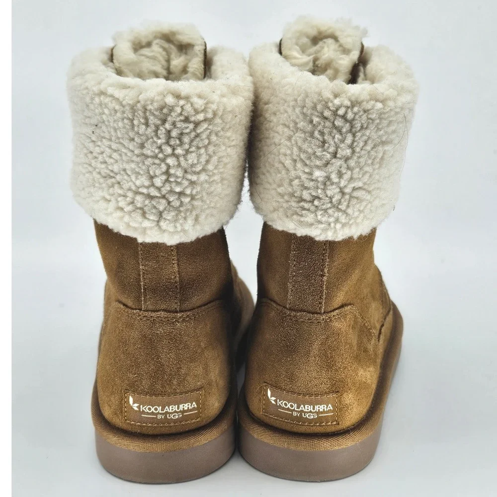 Koolaburra by UGG Victoria Short‎ Brown Suede Shearling Lined Zip Boots Size 4Y